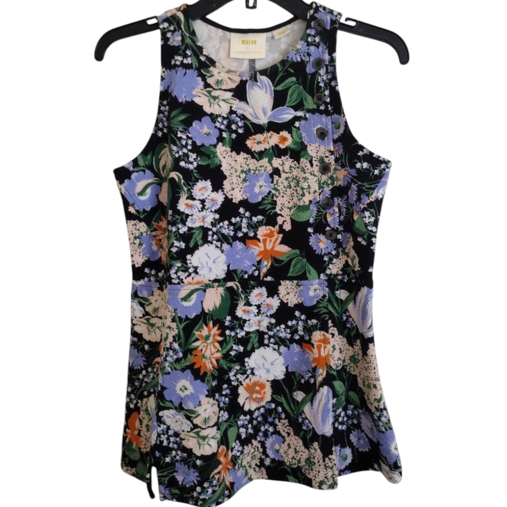 Maeve By Anthropologie Brenner Floral Tank Top in Soft Pastel Hues Size Small